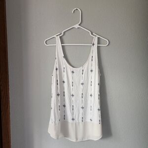 Maurices Ivory and Navy Patterned Tank Top